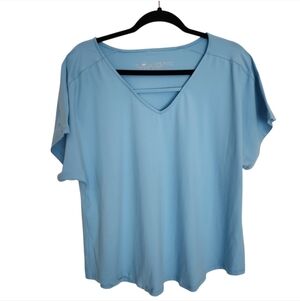 Tranquility Womens Baby Blue V-Neck Casual Top Size XL